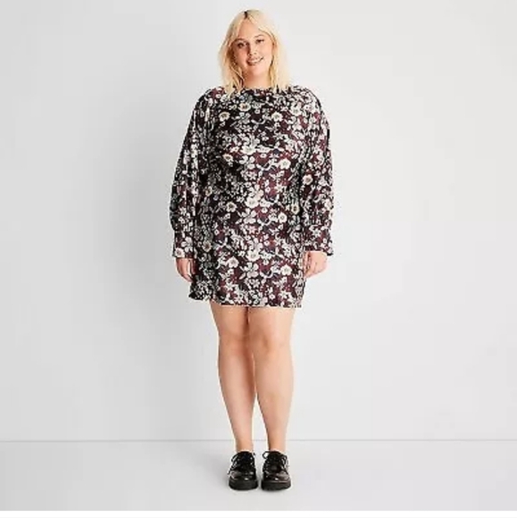 NWT Long Sleeve Satin Mini Dress by Future Collective with Reese Blutstein 4X ⭐ - Picture 2 of 12